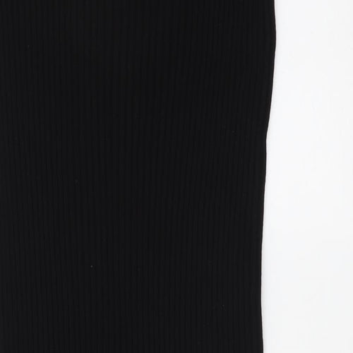 John Lewis Womens Black Viscose Jumper Dress Size M Mock Neck Pullover - Ribbed