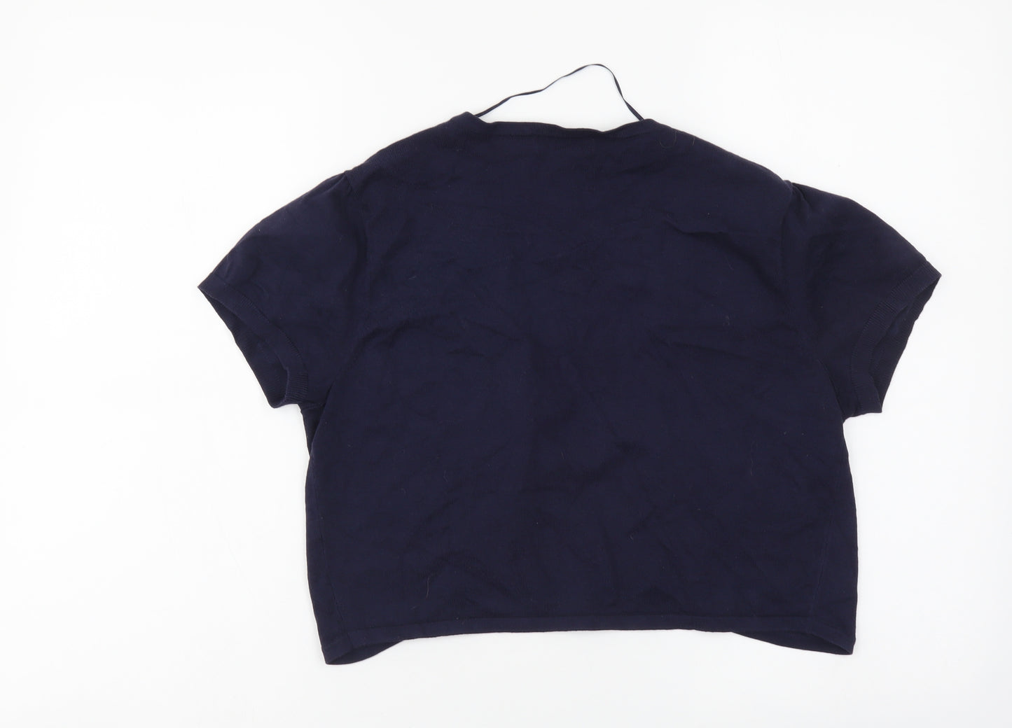 Monsoon Womens Blue V-Neck Cotton Shrug Jumper Size 14
