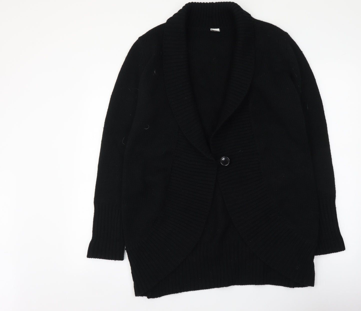 New Look Womens Black V-Neck Acrylic Cardigan Jumper Size 16