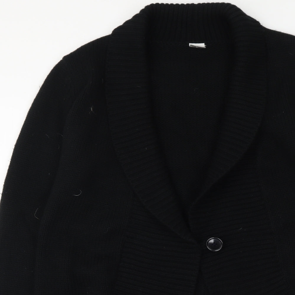New Look Womens Black V-Neck Acrylic Cardigan Jumper Size 16