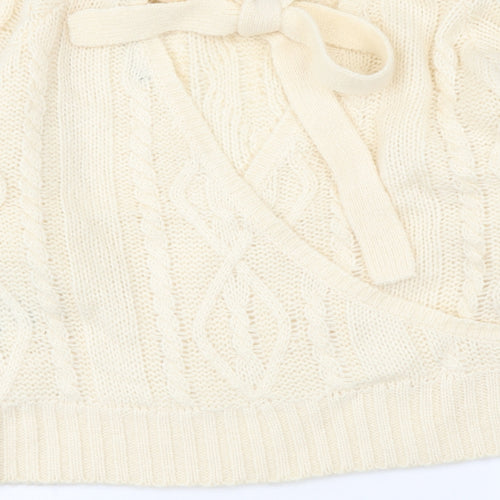 Brave Soul Womens Ivory Round Neck Geometric Acrylic Pullover Jumper Size 10