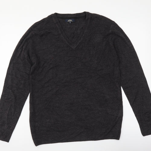 Easy Mens Grey V-Neck Acrylic Pullover Jumper Size M