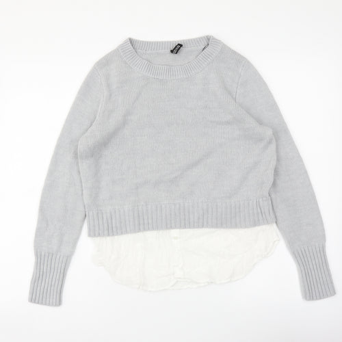 H&M Womens Grey Round Neck Acrylic Pullover Jumper Size S