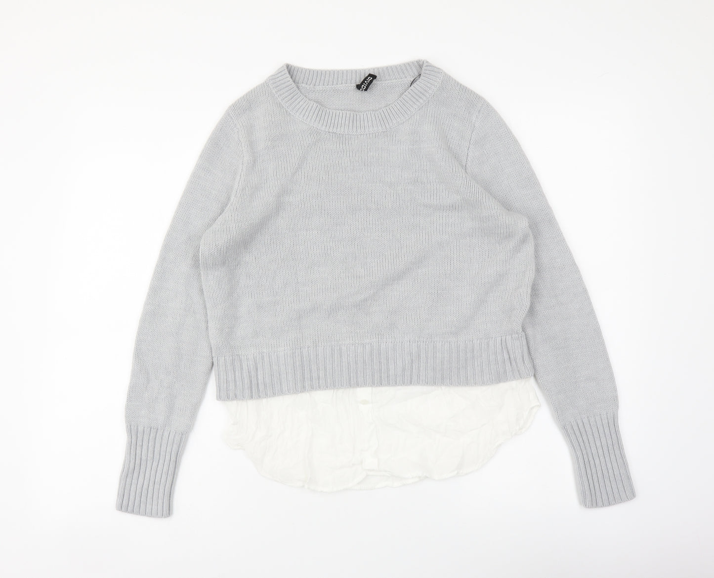 H&M Womens Grey Round Neck Acrylic Pullover Jumper Size S