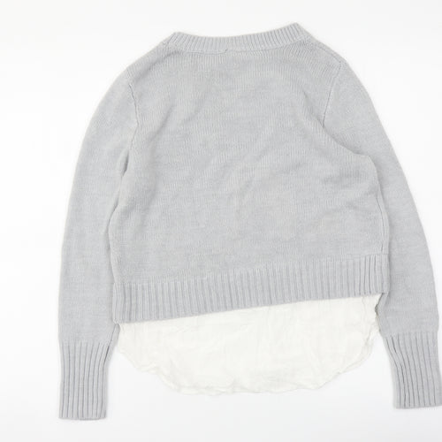 H&M Womens Grey Round Neck Acrylic Pullover Jumper Size S
