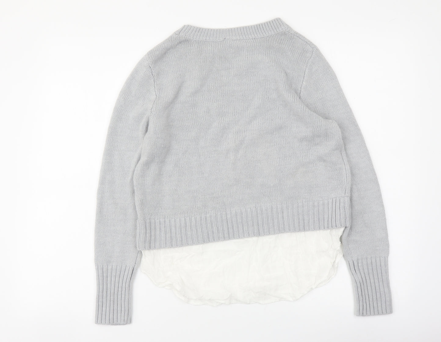 H&M Womens Grey Round Neck Acrylic Pullover Jumper Size S