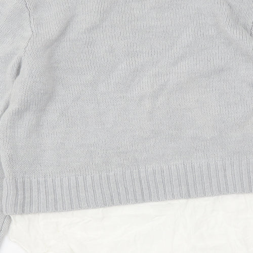 H&M Womens Grey Round Neck Acrylic Pullover Jumper Size S