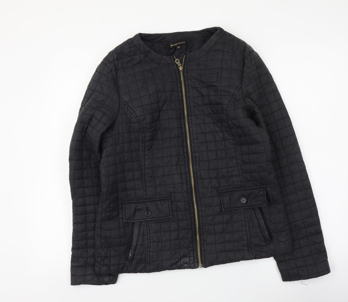 Incorporate Wear Womens Black Quilted Jacket Size M Zip