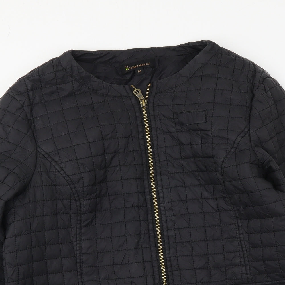 Incorporate Wear Womens Black Quilted Jacket Size M Zip
