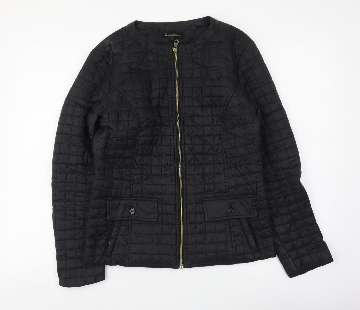 Incorporate Wear Womens Black Quilted Jacket Size S Zip
