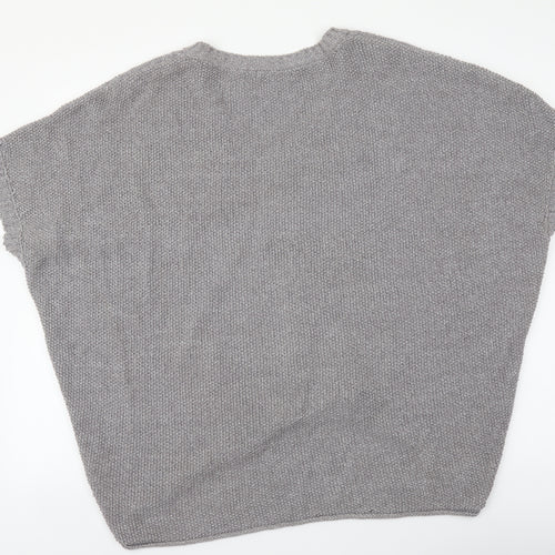 NEXT Womens Silver V-Neck Acrylic Pullover Jumper Size M
