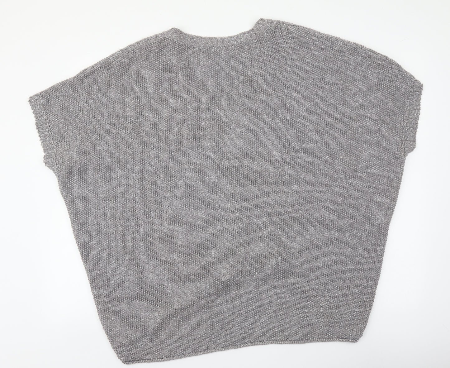 NEXT Womens Silver V-Neck Acrylic Pullover Jumper Size M