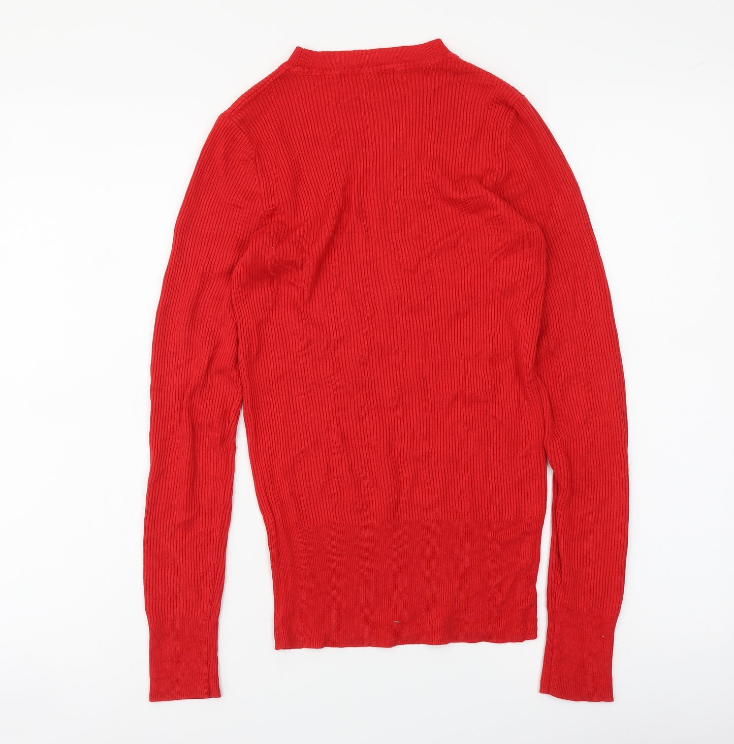 Marks and Spencer Womens Red Mock Neck Viscose Pullover Jumper Size 10