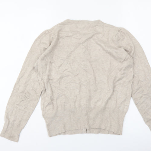 Marks and Spencer Womens Beige Round Neck Viscose Cardigan Jumper Size 10