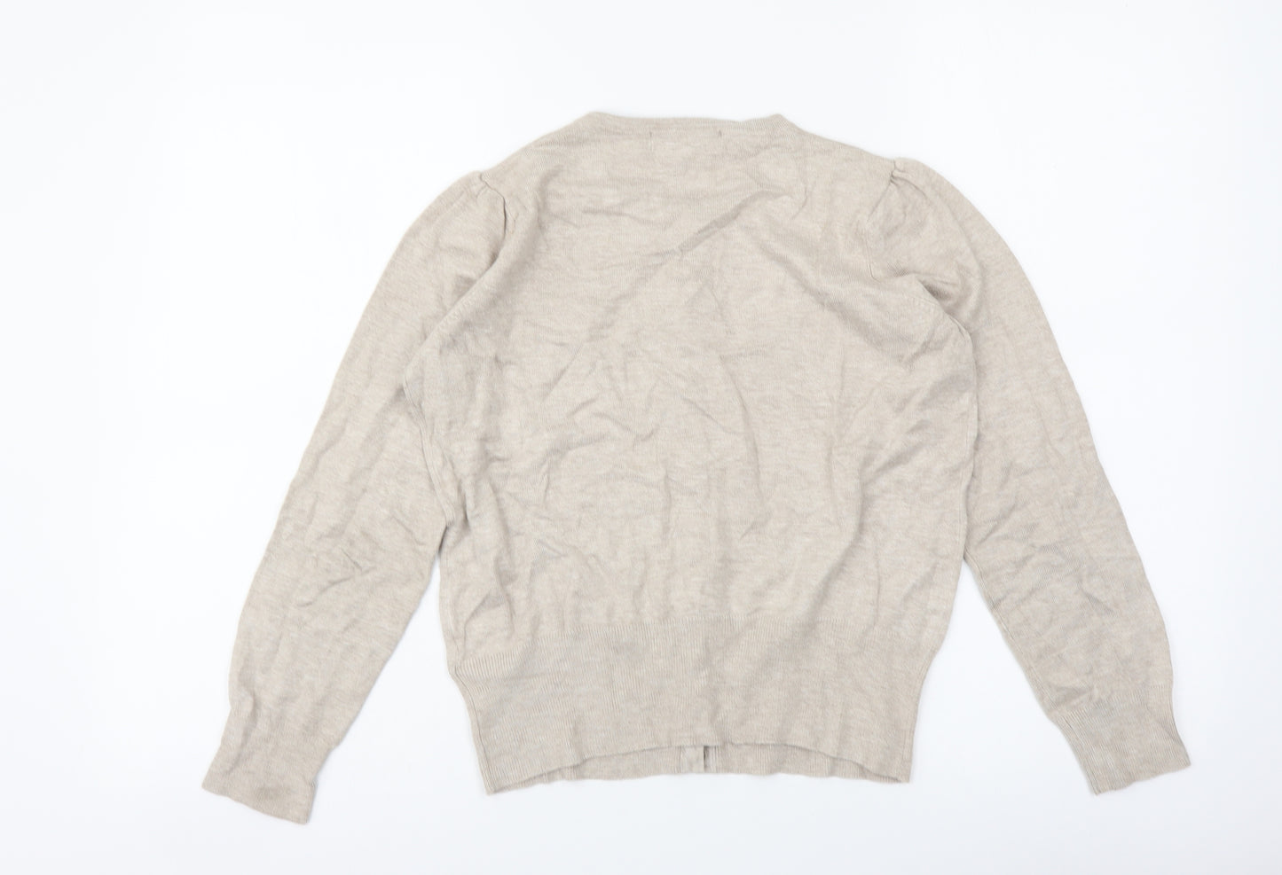 Marks and Spencer Womens Beige Round Neck Viscose Cardigan Jumper Size 10