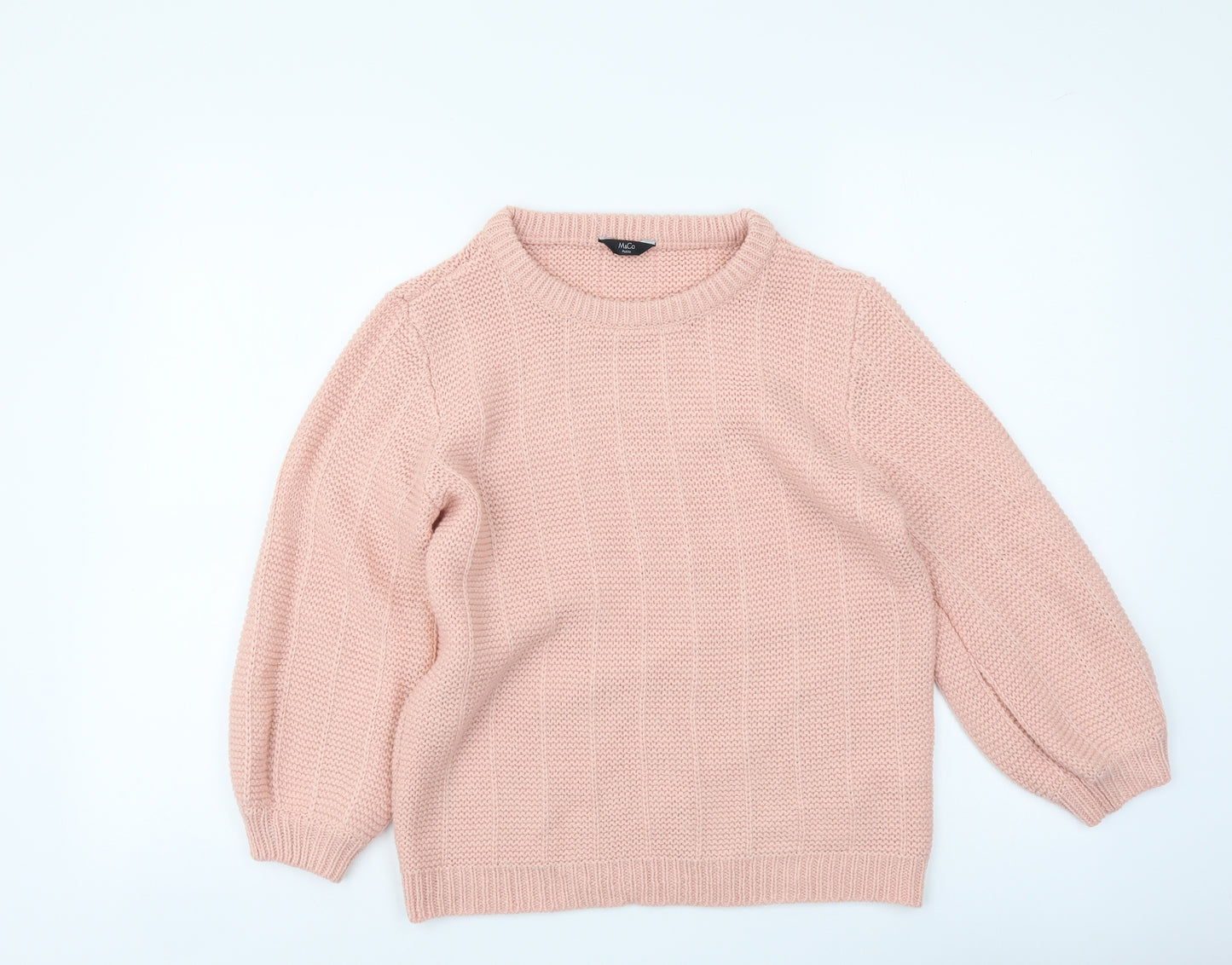 M&Co Womens Pink Round Neck Acrylic Pullover Jumper Size 10