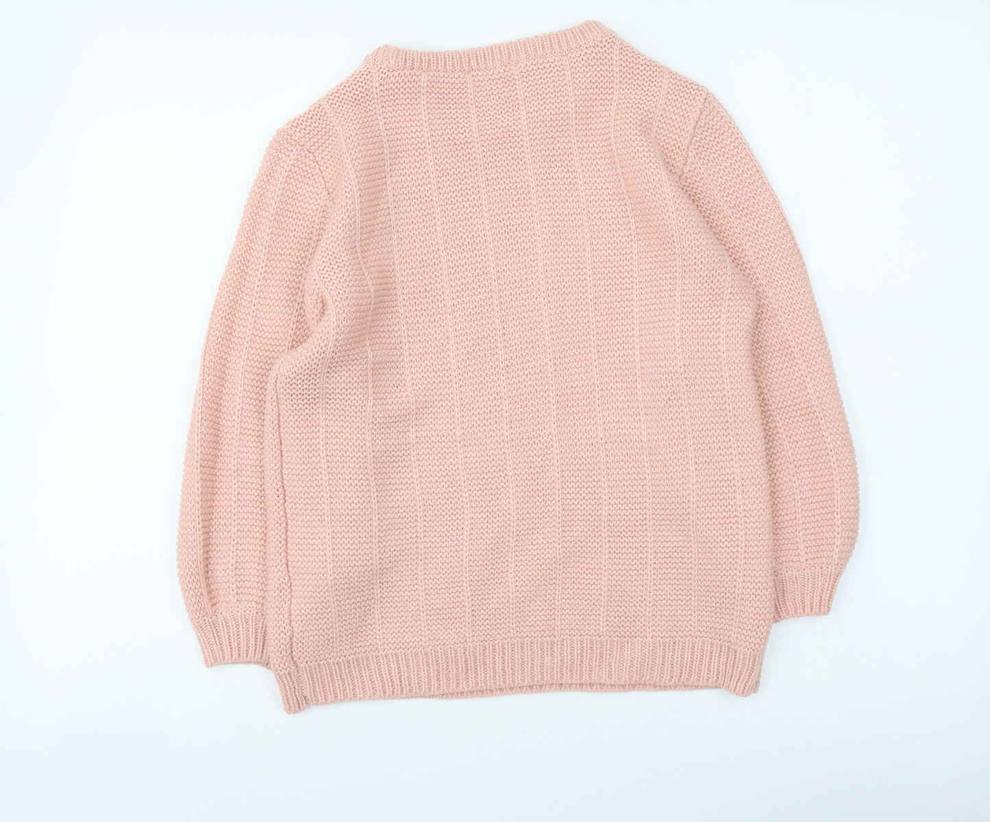M&Co Womens Pink Round Neck Acrylic Pullover Jumper Size 10