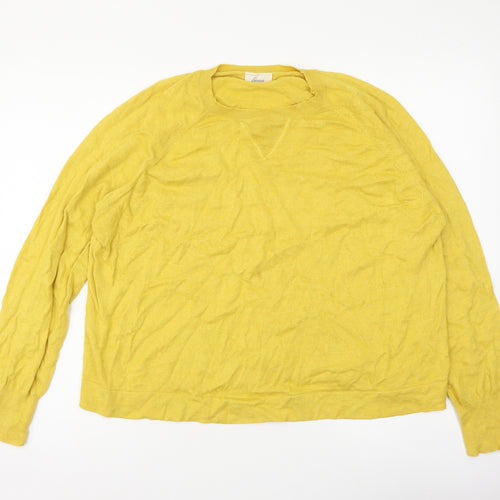 Linea Womens Yellow Round Neck Cotton Pullover Jumper Size XL