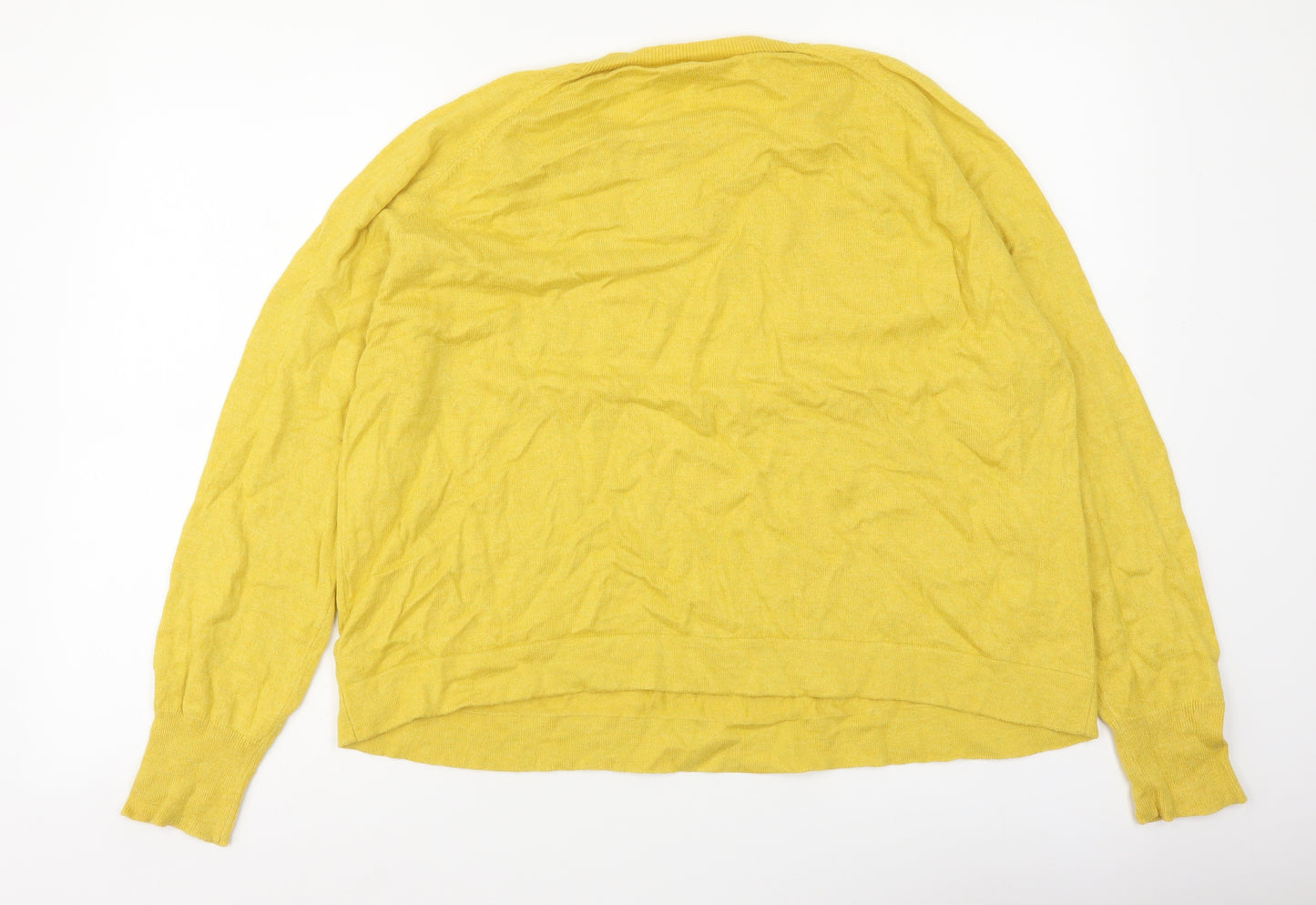Linea Womens Yellow Round Neck Cotton Pullover Jumper Size XL