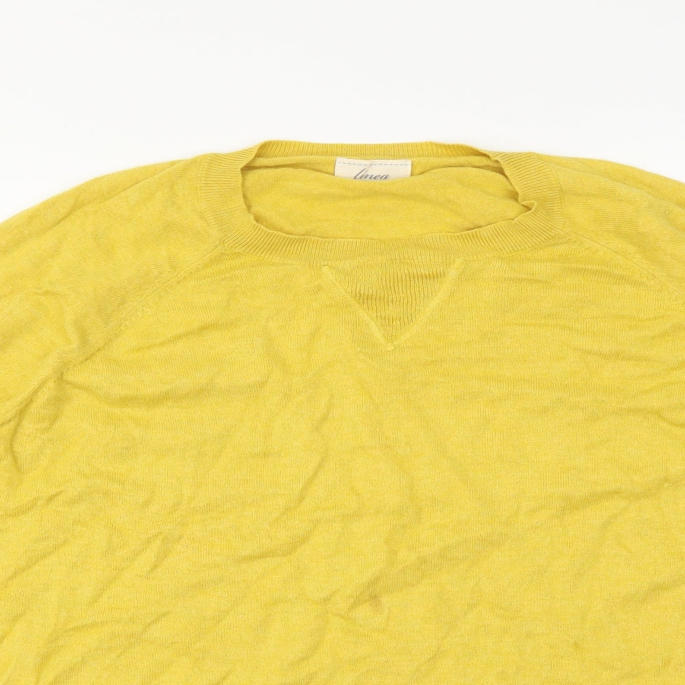 Linea Womens Yellow Round Neck Cotton Pullover Jumper Size XL