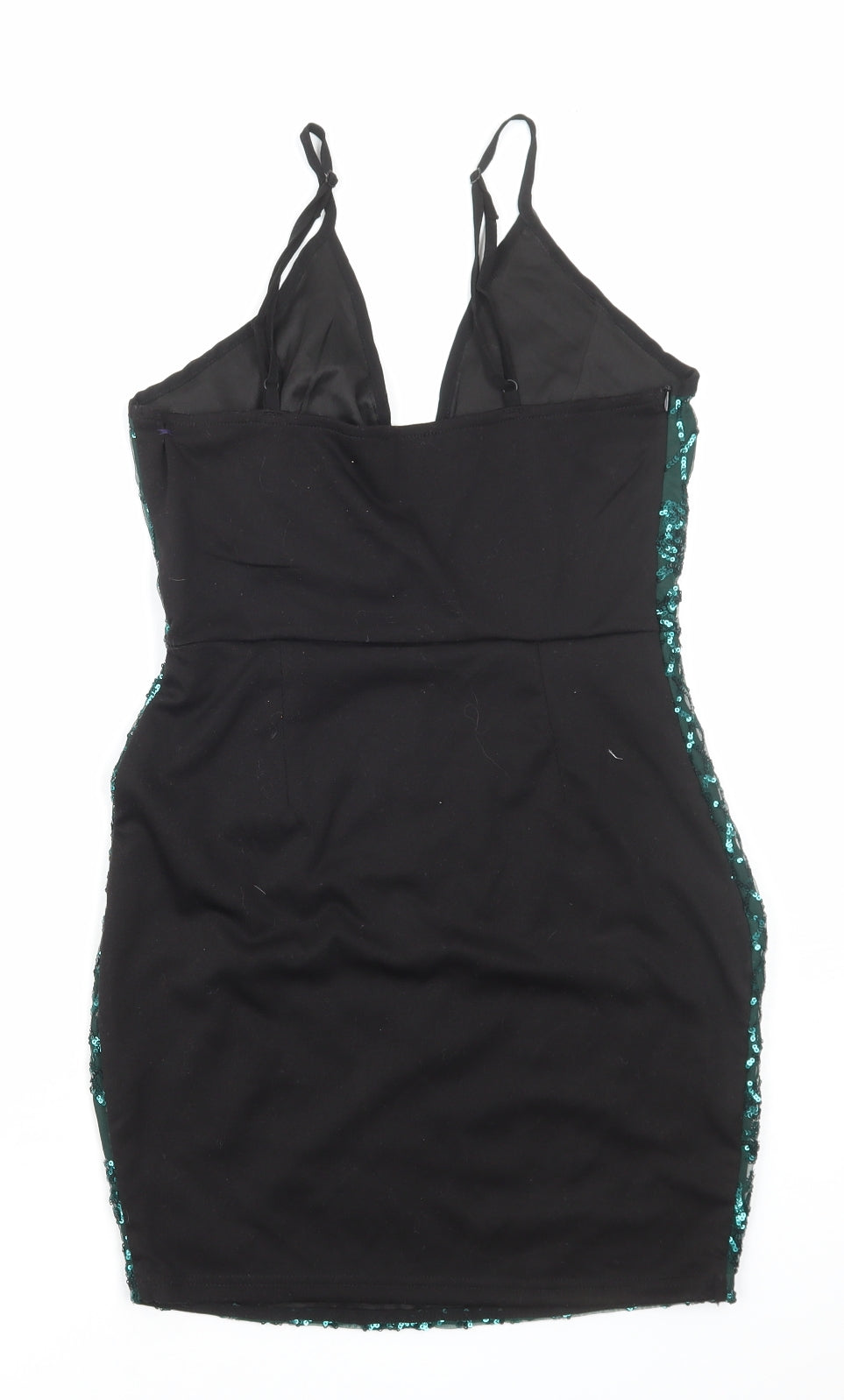 PRETTYLITTLETHING Womens Green Polyester Mini Size 10 V-Neck Zip