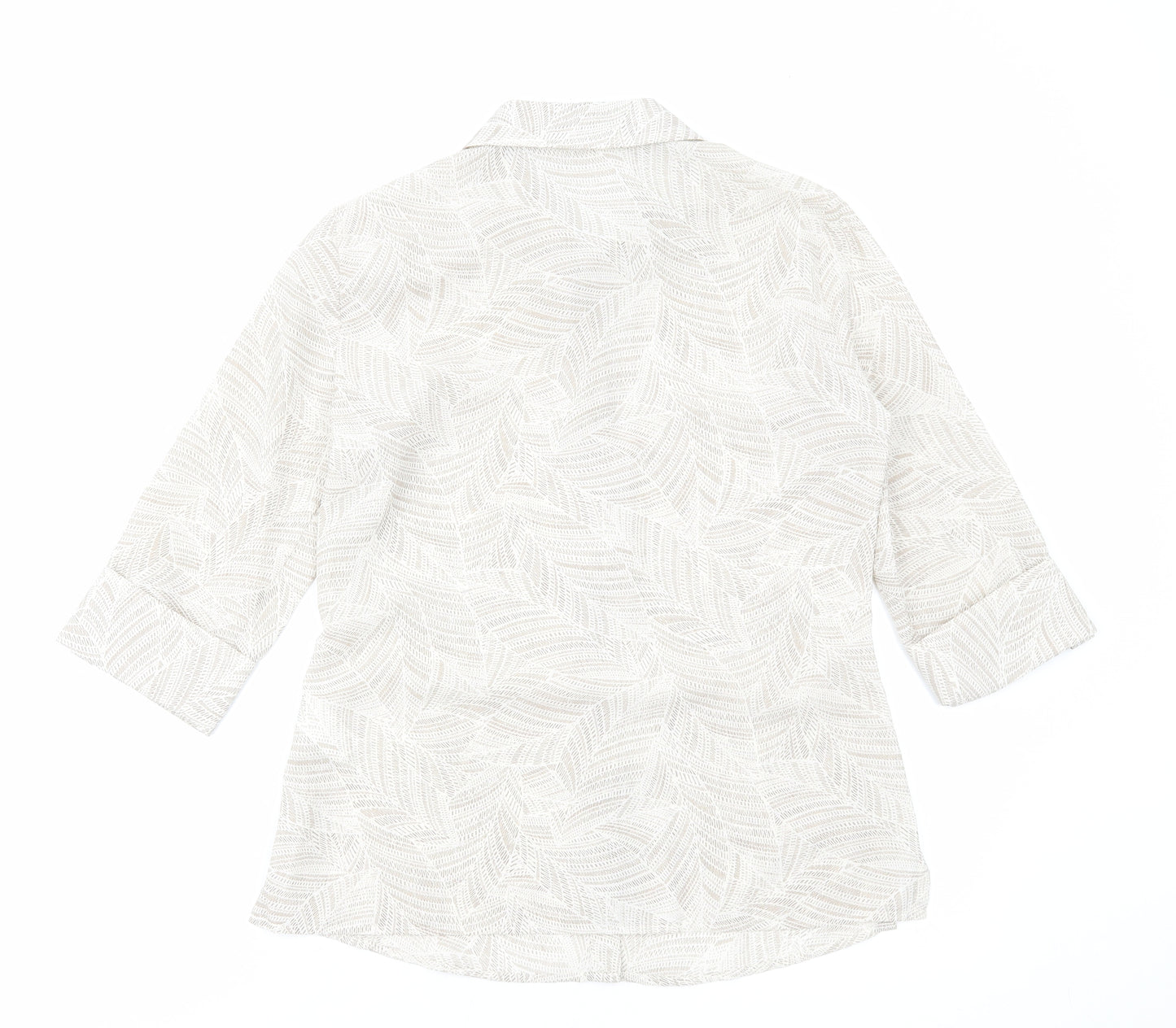 Marks and Spencer Womens Beige Geometric Polyester Basic Button-Up Size 8 Collared