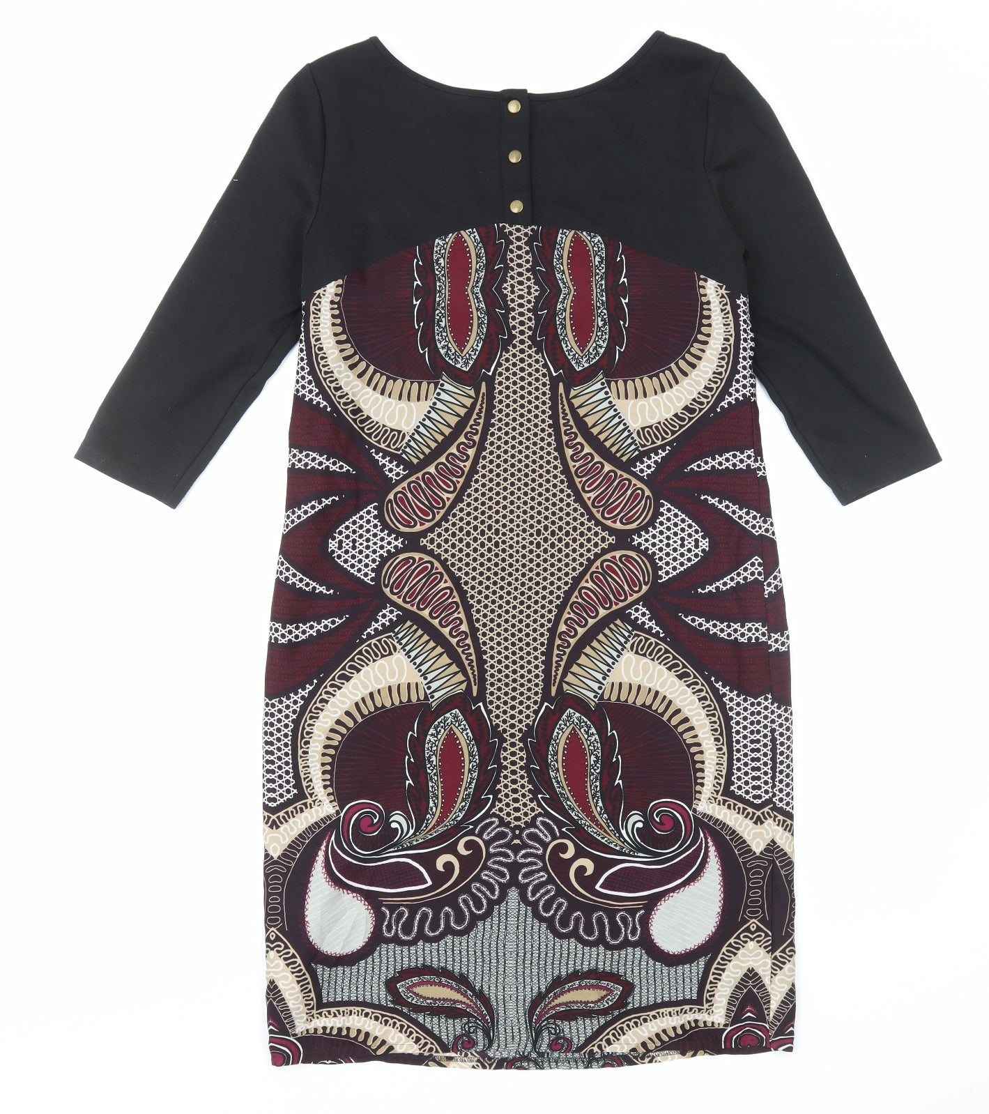 Per Una Womens Multicoloured Geometric Polyester T-Shirt Dress Size 8 Boat Neck Pullover