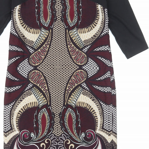 Per Una Womens Multicoloured Geometric Polyester T-Shirt Dress Size 8 Boat Neck Pullover