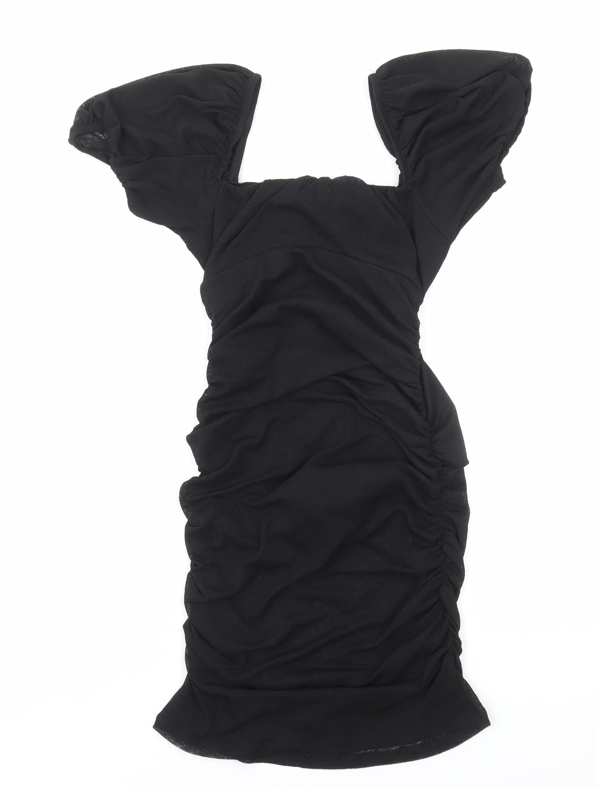 Topshop Womens Black Polyester Mini Size 10 Off the Shoulder Pullover