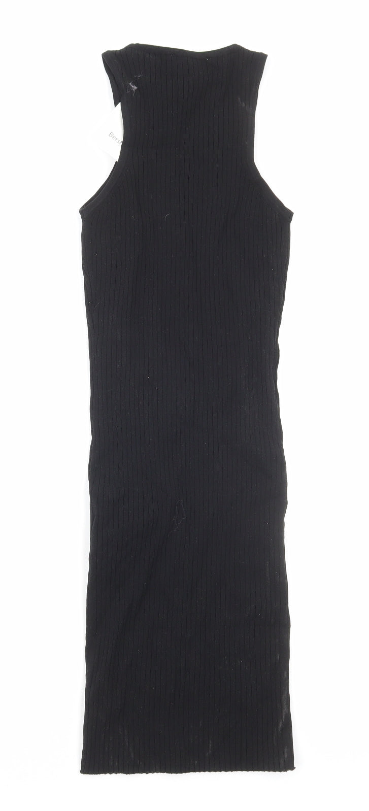 Bershka Womens Black Viscose Tank Dress Size XS Boat Neck Pullover