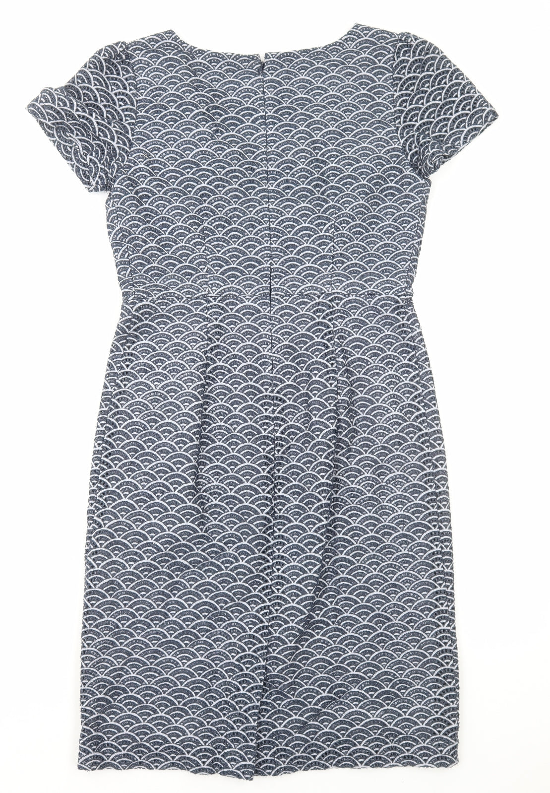Somerset By Alice Temperley Womens Blue Geometric Polyester Shift Size 10 Boat Neck Zip