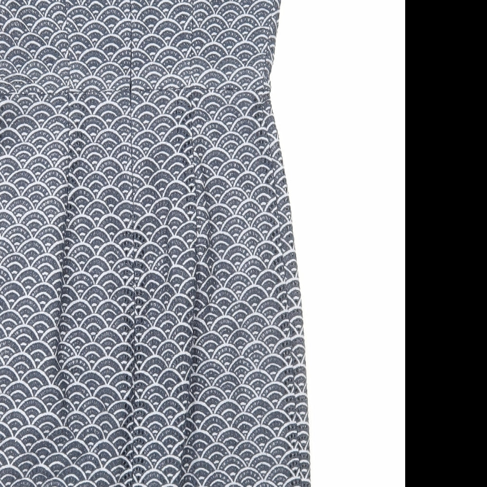 Somerset By Alice Temperley Womens Blue Geometric Polyester Shift Size 10 Boat Neck Zip