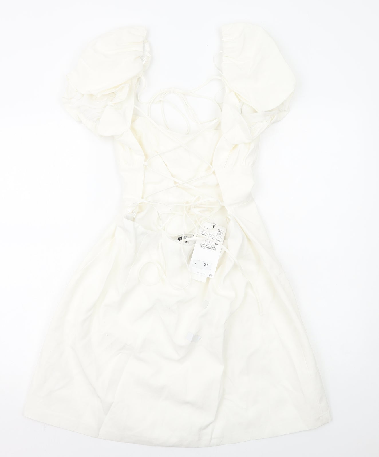 Zara Womens White Cotton Mini Size 2XL Square Neck Zip