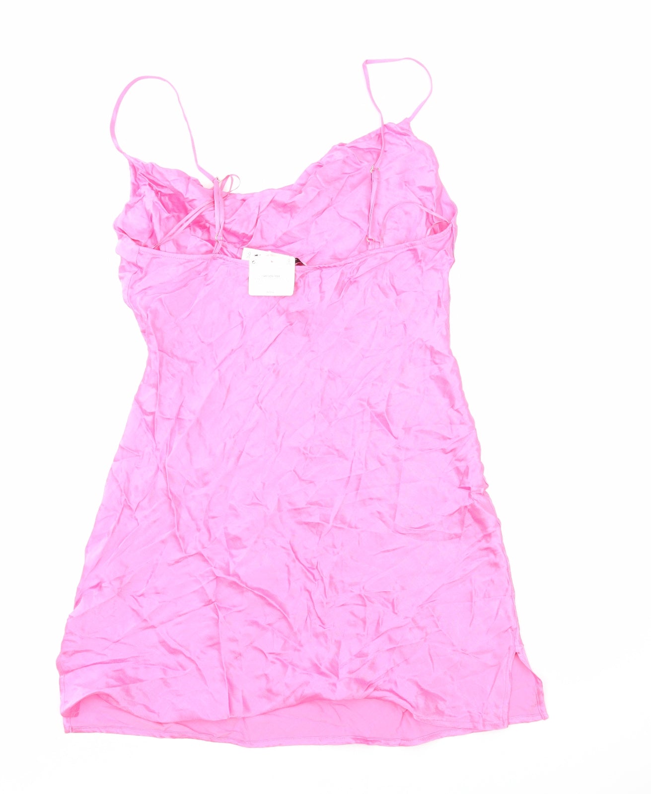 Bershka Womens Pink Polyester Mini Size XL Cowl Neck