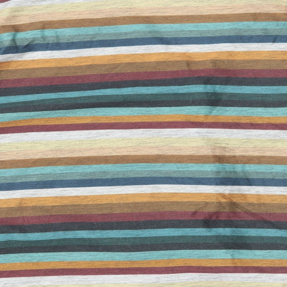 Primark Womens Multicoloured Striped Polyester Basic T-Shirt Size L V-Neck