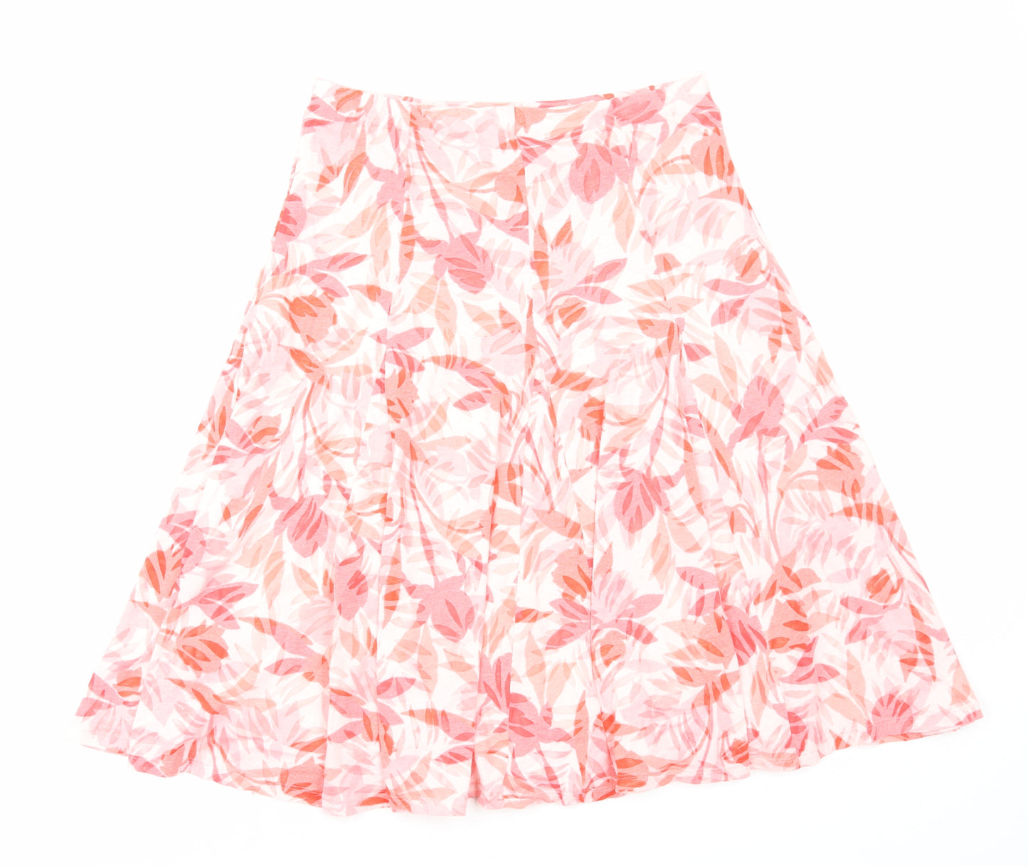 Marks and Spencer Womens Pink Geometric Polyester Flare Skirt Size 12