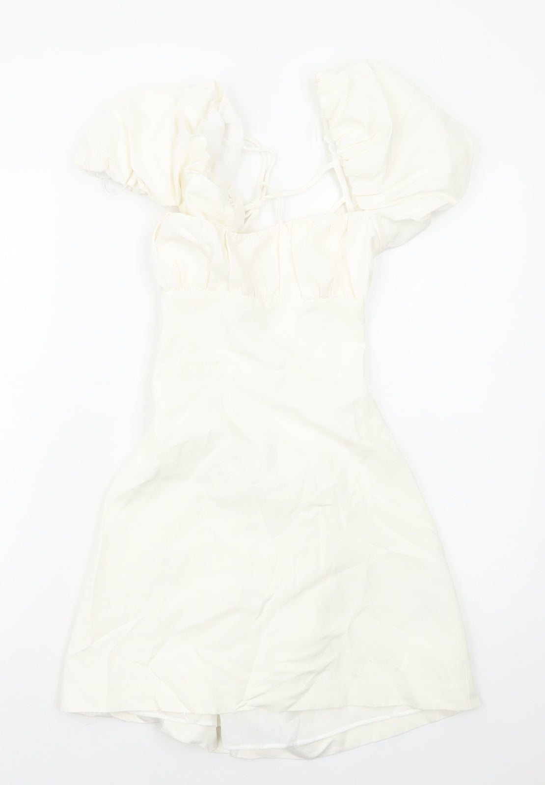 Zara Womens White Cotton Mini Size M Square Neck Zip