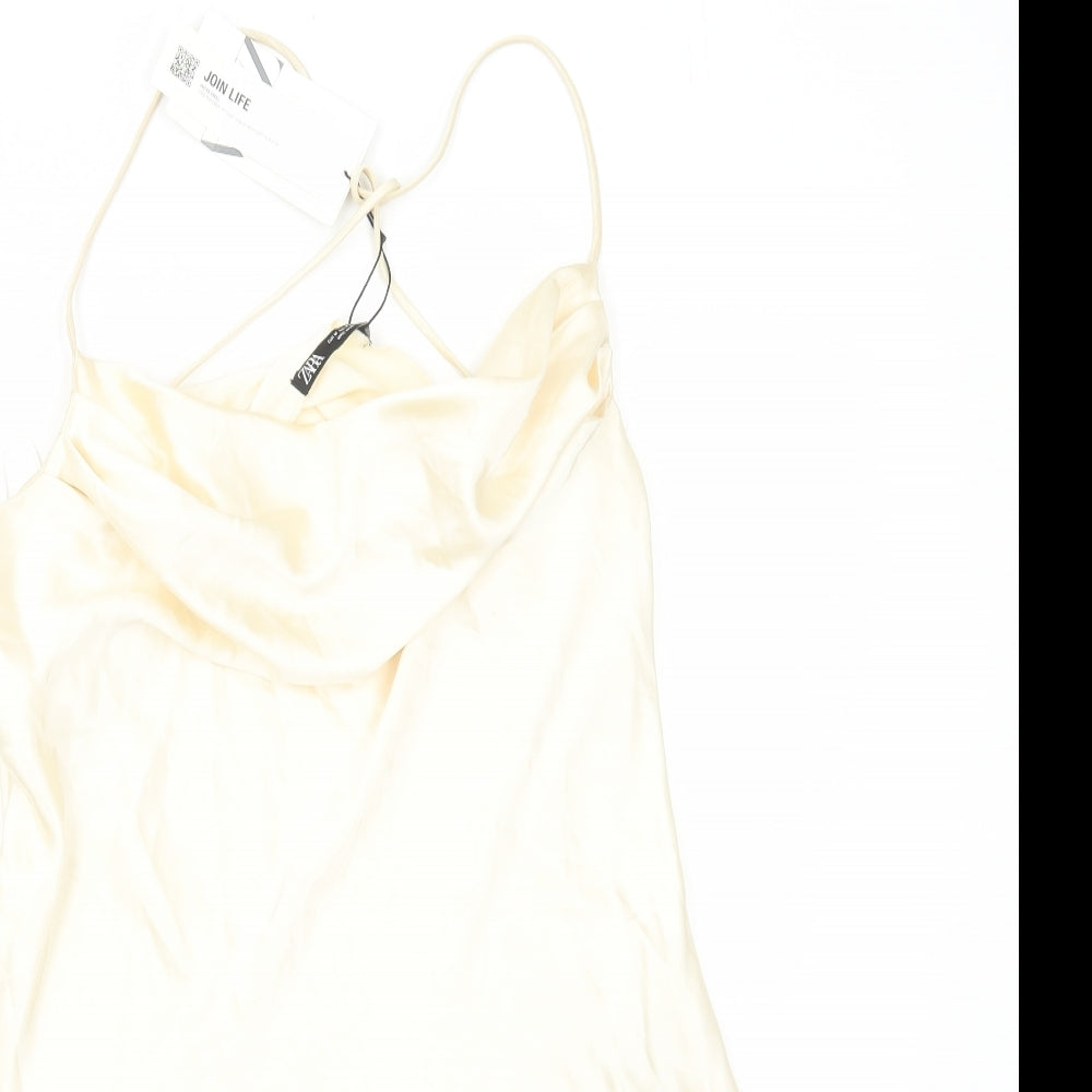 Zara Womens Ivory Polyester Mini Size M Round Neck Pullover