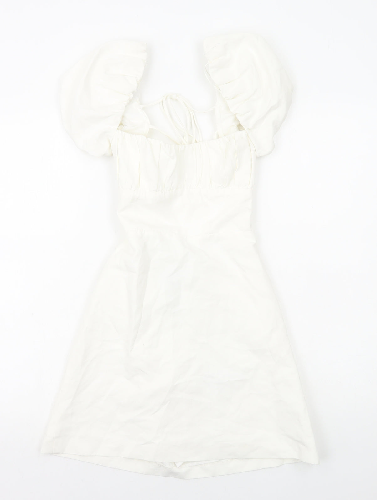 Zara Womens White Cotton Mini Size S Square Neck Zip