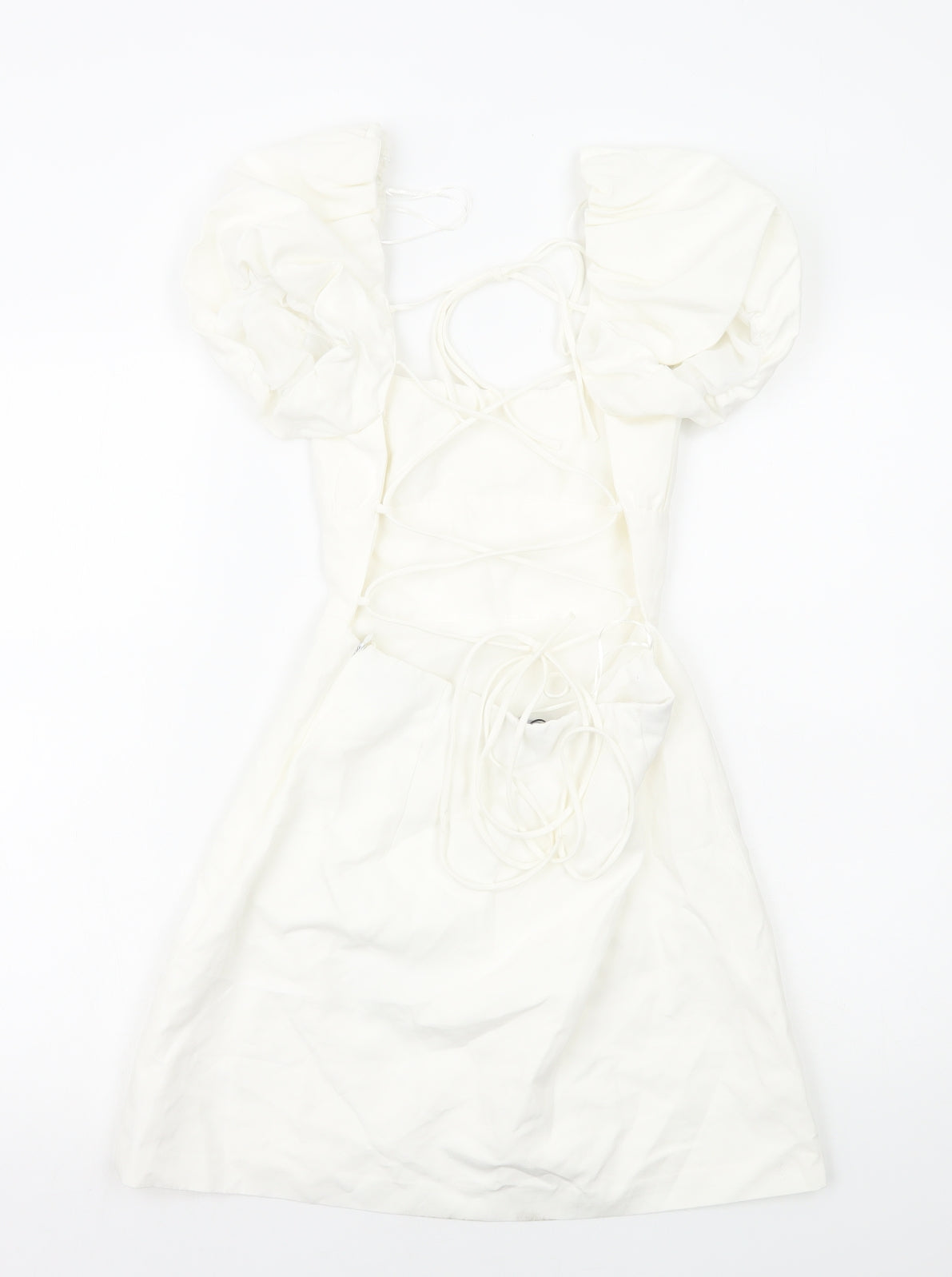 Zara Womens White Cotton Mini Size S Square Neck Zip