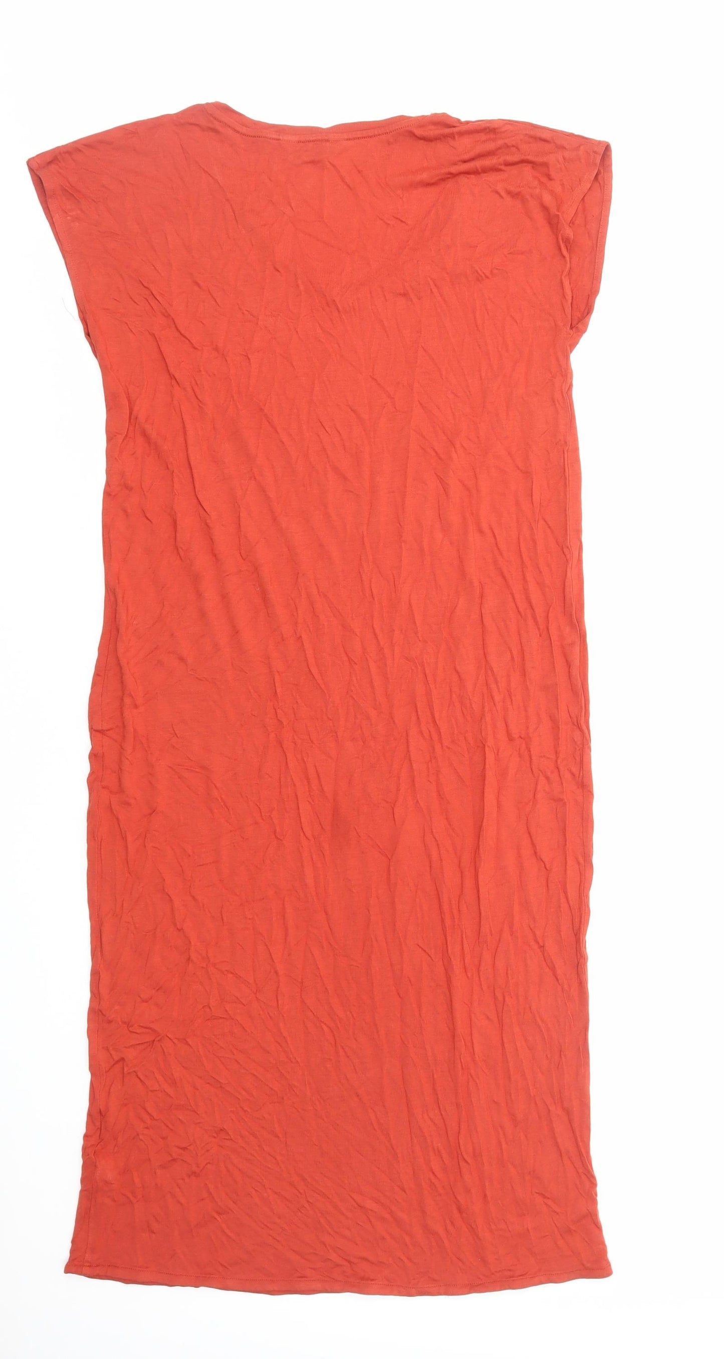 Marks and Spencer Womens Orange Viscose Sheath Size M V-Neck Pullover