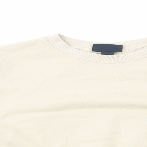 Monki Womens Beige Cotton Pullover Sweatshirt Size L Pullover - Cropped