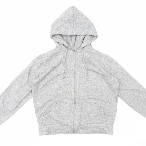 H&M Womens Grey Cotton Full Zip Hoodie Size S Zip