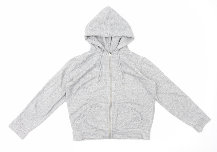 H&M Womens Grey Cotton Full Zip Hoodie Size S Zip