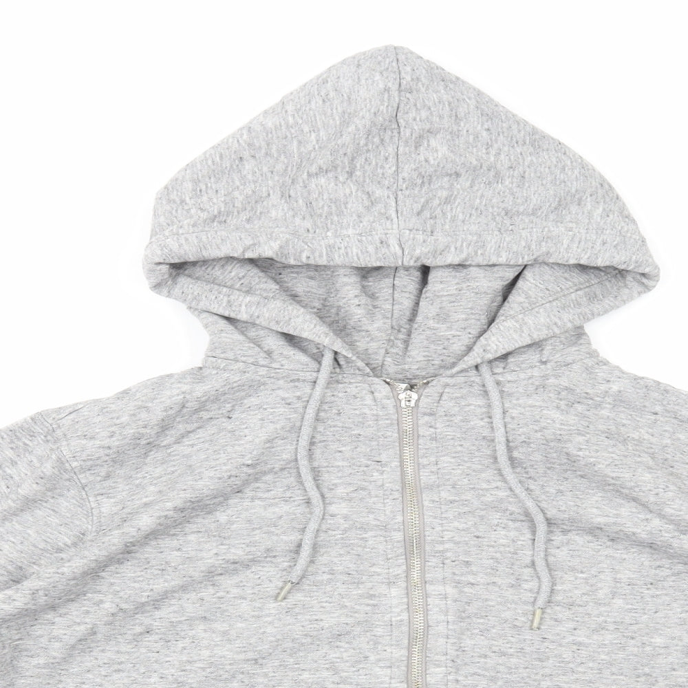 H&M Womens Grey Cotton Full Zip Hoodie Size S Zip