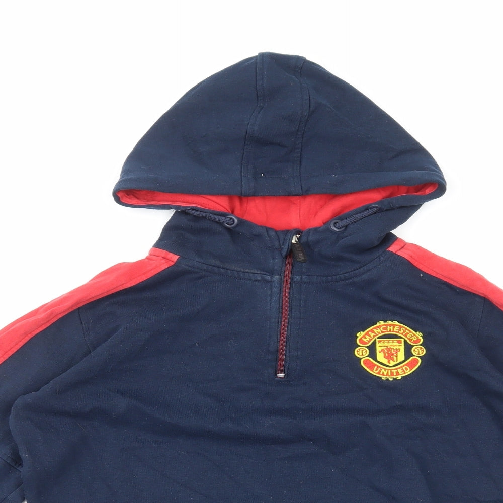 Manchester United Boys Blue Cotton Pullover Hoodie Size 12-13 Years Pullover