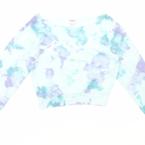 PINK Womens Multicoloured Geometric Cotton Pullover Sweatshirt Size XS Pullover - Tie Dye