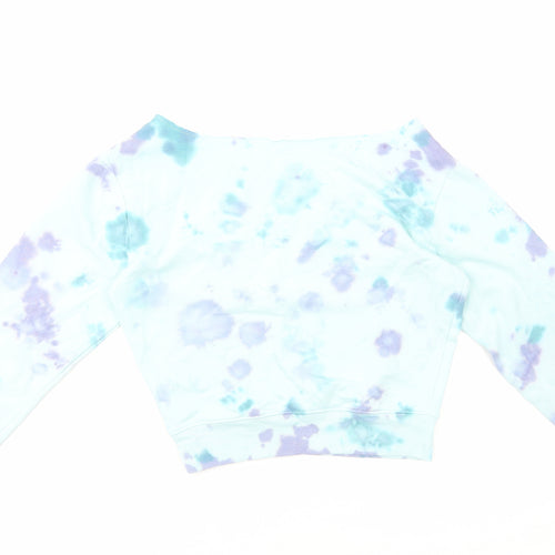 PINK Womens Multicoloured Geometric Cotton Pullover Sweatshirt Size XS Pullover - Tie Dye