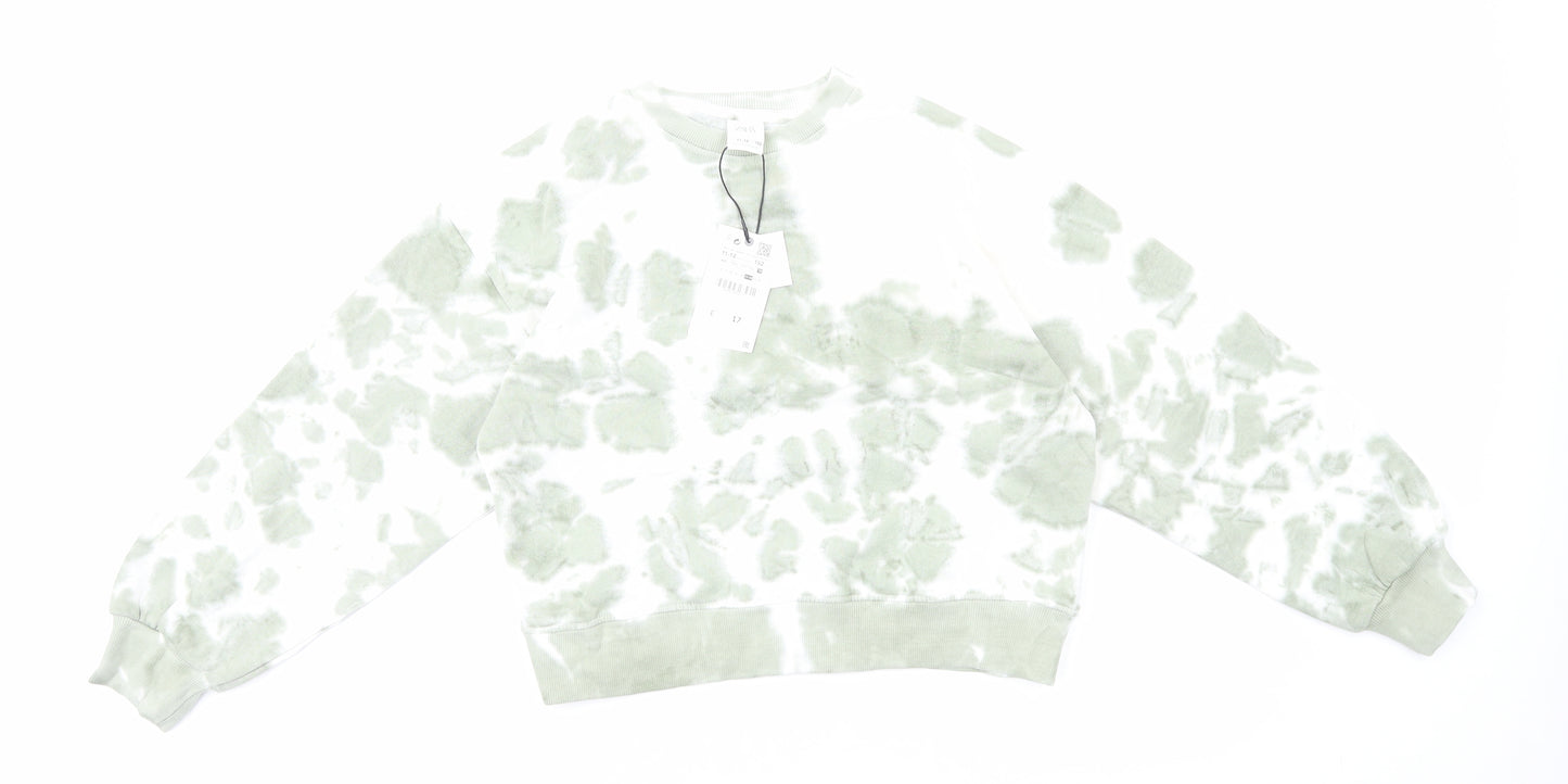 Zara Girls Green Cotton Pullover Sweatshirt Size 11-12 Years Pullover