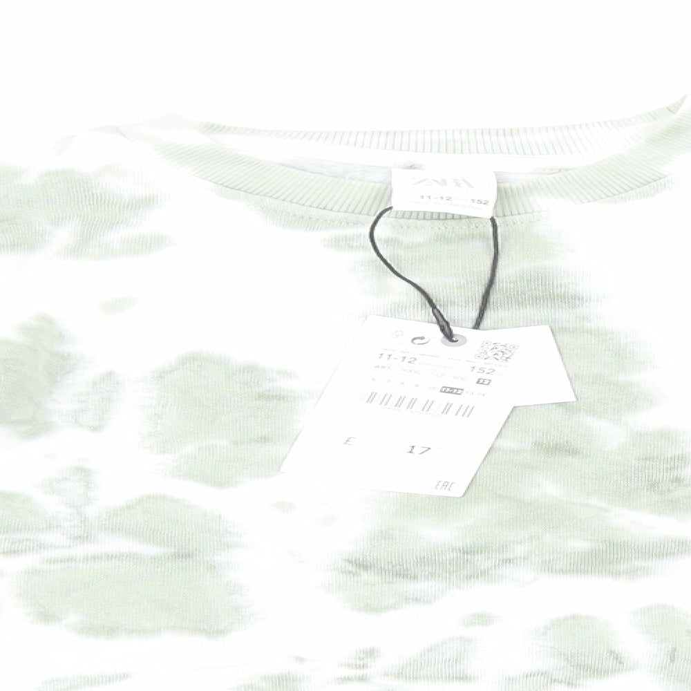 Zara Girls Green Cotton Pullover Sweatshirt Size 11-12 Years Pullover